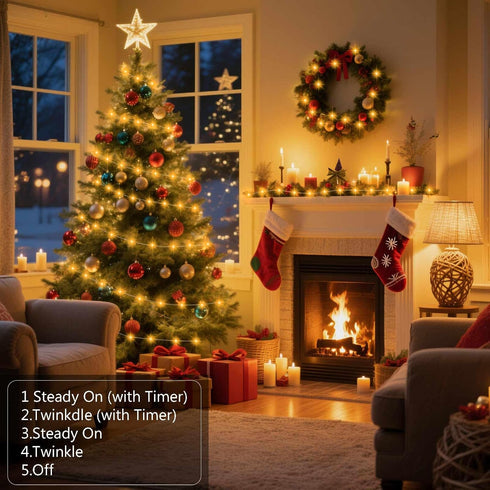 16.4Ft 50 5 Fairy Lights Battery Operated LED Silver Copper Wire Twinkle Lights with Lighting Modes for Christmas