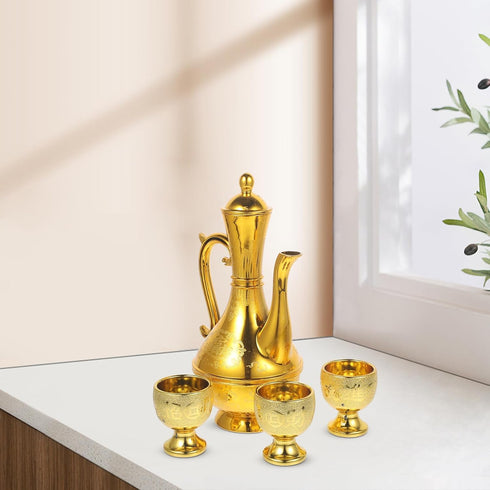 PRETYZOOM Turkish Coffee Tea Pot Set: Gold Water Kettle Teapot with Narrow Spout for Tea Party and Buddhist Offering