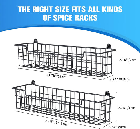Spice Rack Organizer Wall Mount, Spice Organization Storage Shelf for Cabinet Door, 2 Packs Wall Spice Rack Saving Space for Kitchen, Black by GUUKAR