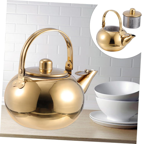 1pc Stainless Steel Whistling Tea Kettle, Portable Stove Teapot with Infuser, Water Boiler Filter for Heating