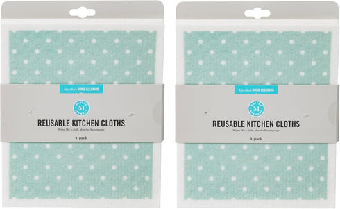 Martha Stewart Swedish Kitchen Absorbent Sponge Dish Cloths, Polka Dots, 8 Count