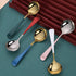 18/10 Round Head Stainless Steel Soup Spoons, Modern Thick Short Handle Korean Spoon, Set of 5, 6.3 Inch
