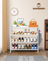 woxlemen Closet 26 inch 4-Tier) Bamboo Shoe Rack for Small Wooden Shoe Organizer with Pouch, Sturdy Wood Shoe Shelf