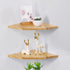 Set 2, (12 inch) Wood Corner Wall Shelves of Solid Wood Corner Floating Shelves, Round End Wall Mounted Floating Corner
