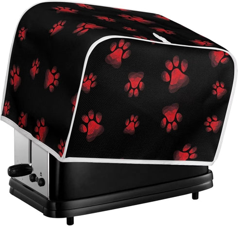 Dog Paw Print Toaster Cover, Dustproof Kitchen Decor for Most Standard 4 Slice Toasters