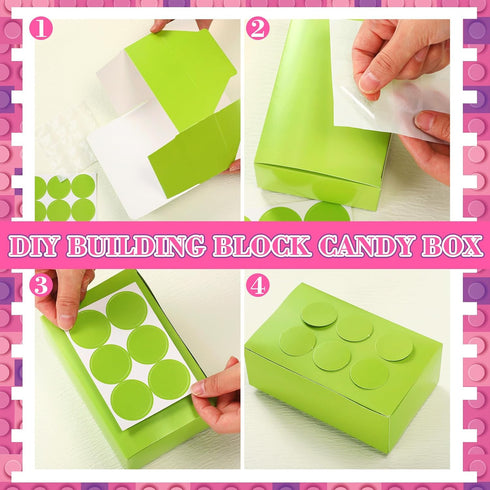 Leinuosen 24 Pieces Building Block Party Favor Boxes, Brick Theme Gift Boxes for Birthday Party Baby Shower