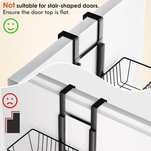 LUXEAR Over the Door Pantry Organizer, 6-Tier Adjustable Storage, No-Assembly Foldable Metal Hanging Organizer for
