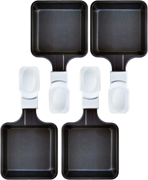 Non-Stick Mini Iron Grill Cheese Pan, Square Shape Melting Accessories for Raclettes (4PCS White)