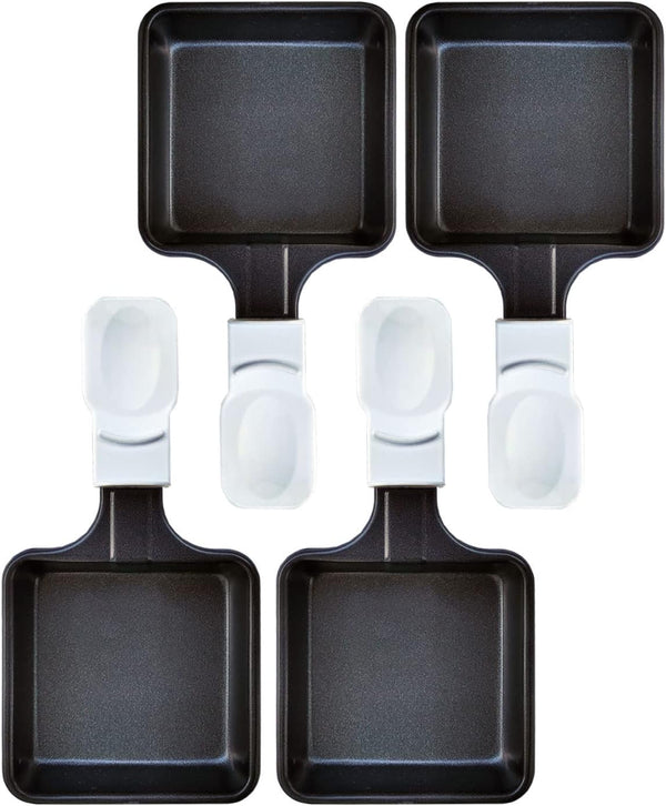 Non-Stick Mini Iron Grill Cheese Pan, Square Shape Melting Accessories for Raclettes (4PCS White)