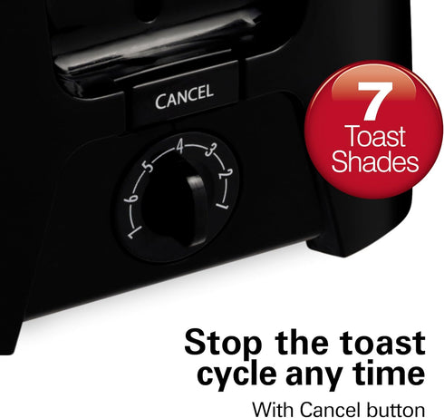 Hamilton Beach 2 Slice Toaster with Extra Wide Slots, Shade Selector, Auto-Shutoff, Cancel Button, Toast Boost (Black)