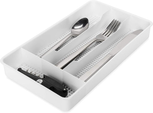 Camco 43508 Cutlery Tray, White, Designed for RV and Compact Kitchen Drawers, Organize Kitchen Flatware