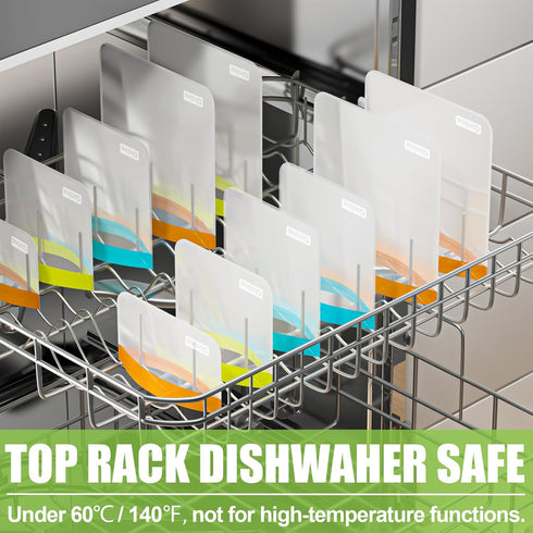 Qinline Reusable Food Storage Bags - 10 Pack Dishwasher Safe Freezer Bags, BPA Free Reusable Bags Silicone, Leakproof Reusable Lunch Bag for Salad Fruit Travel - 10 Sandwich Storage Bags by Qinline