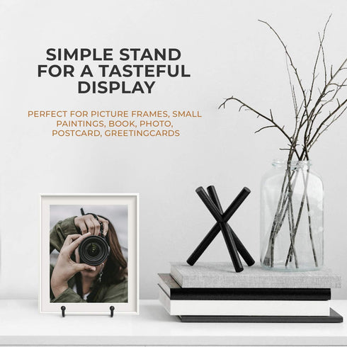 TR-LIFE 3 Inch Plate Stands for Display - 2 Pack Metal Frame Holder Stand for Picture, Decorative Plate, Book, Photo