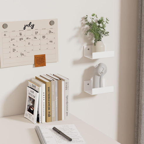 5 Inches 2 Pack, U Shape White Acrylic Wall Shelves Acrylic Small Shelves for Books, Home Dcor, Digital Clock, Speaker