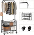 Black Rolling Laundry Hamper with Wheels, Laundry Basket Sorter Cart, Shelf Hanging Rack