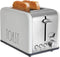 Rae Dunn Stainless Steel Toaster, 2 Slice Square, Wide Slot with 5 Browning Levels, Bagel, Defrost, Cancel Options