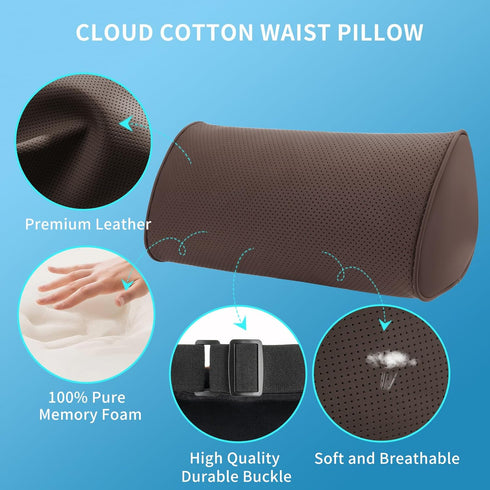 1 Pack Lumbar Support Pillow for Car Seat and Office Chair, Gaming Chair, Ergonomic Memory Foam Back Cushion Lower Back