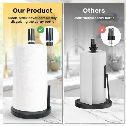 2 1 Countertop BLUJAYE in Paper Towel Holder with Spray Bottle - Matte Black Paper Towel Holder & Spray Bottle