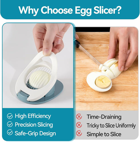 Piunaoa Egg Slicer & Dicer for Hard Boiled Eggs - Heavy Duty Cutter Dicer with Stainless Steel Wire, Cuts Strawberries