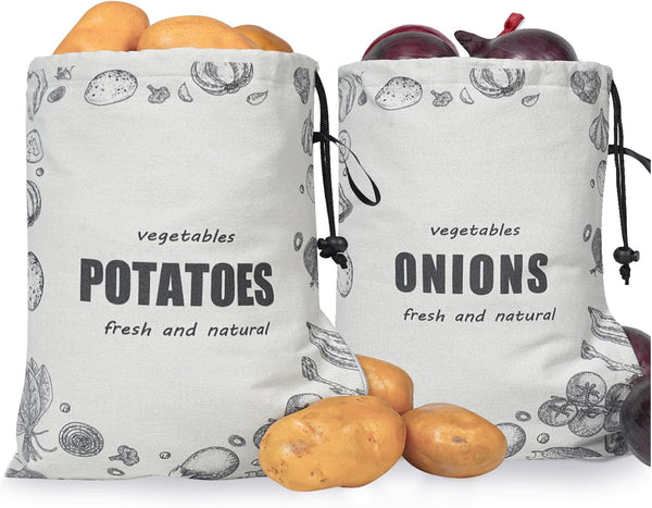 TOGETRUE Potato Onion Storage Bag, Washable Canvas Onion and Potato Storage Bag,