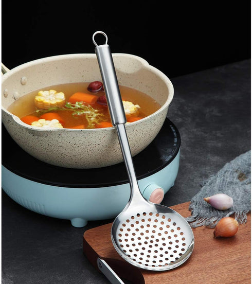 Berglander Stainless Steel Skimmer, Cooking Strainer Spoon, Slotted Spoons for Kitchen