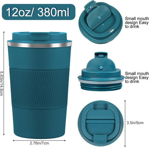 6 12 oz Foaincore Pcs Travel Coffee Mug with Lid Leakproof Coffee Tumbler Bulk Insulated Cup Stainless Steel Mug