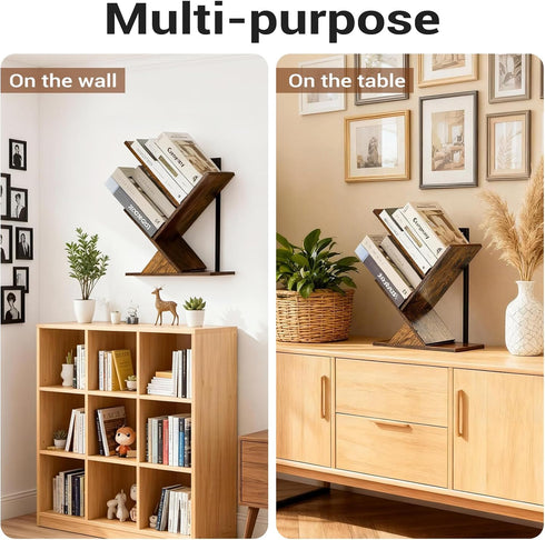 3-Tier Tree Book Shelves for Wall, Small Wall Mounted Shelves, Unique Hanging Bookshelf Storage Rack, Floating
