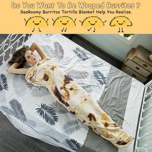 SeaRoomy Burritos Tortilla Throw Blanket, Novelty Tortilla Round Blanket for Adults and Kids