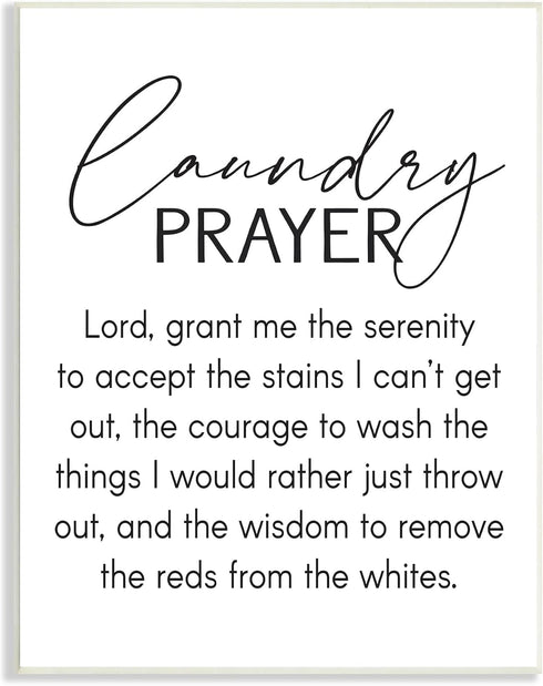 Stupell Industries Laundry Prayer - Faith Based Sentiment Home Cleaning Parody Wall Plaque, 10 x 15, Black
