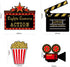 Hicarer 32 Pieces Movie Party Decorations Red Carpet Cutouts Cards Table Toppers Double Sided Printing Golden Black Red