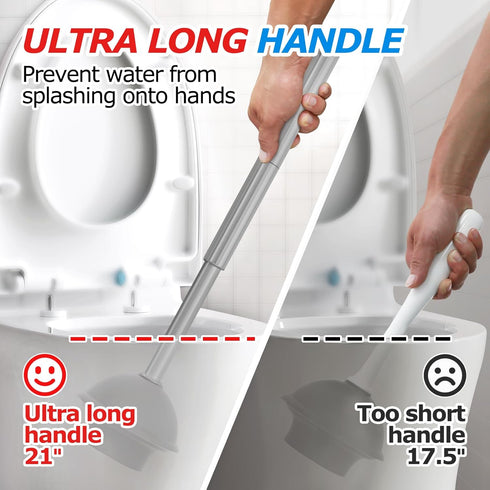 2Pack 2 1 Set, Set,Bathroom FORASTO in Toilet Brush and Plunger Extended Handle PlungerToilet Bowl Brush Plunger