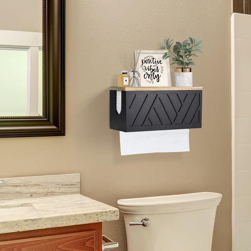 Commercial Paper Towel Dispenser Wall Mount, Paper Towel Holder Wall Mounted with Lid, Solid Wood C-Fold, Z-Fold