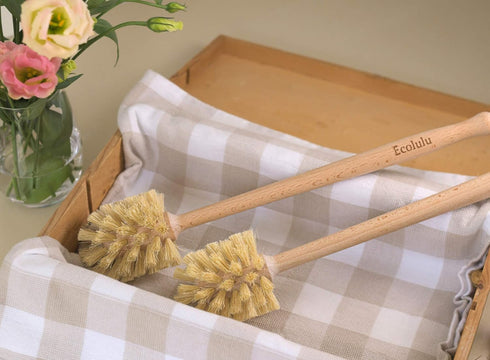 ECOLULU Eco Friendly Toilet Brush, 2 Pack Wood Toilet Brush with Strong Hemp Bristles
