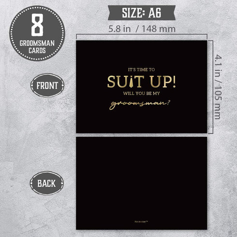 Hat Acrobat Groomsman Proposal Cards, 8 Will You Be My Groomsman and 2 Best Man Cards with Envelopes, Set of 10