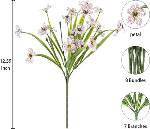 Artificial Outdoor Flowers, 8 Bundles UV Resistant Plastic Faux Violet Flowers for Garden Porch Window Box Decoration