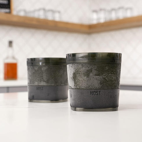 Host Freeze Cooling Cups Set of 2, Old Fashioned Glass with Silicone Band for Whiskey and Bourbon Gifts