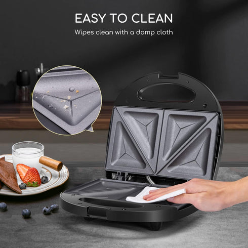 Aigostar 2in1 Electric Sandwich Maker Grill with Nonstick Plates, Double-Sided Heating, Breakfast Toaster, Grilled