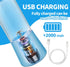 Portable Personal Blender for Shakes and Smoothies, USB Rechargeable Mini Juicer, 380ML Travel Bottles (Blue)