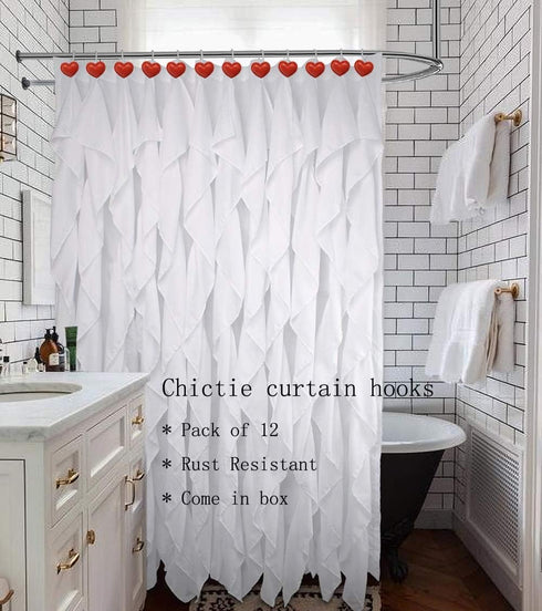 CHICTIE Red Heart Shower Curtain Hooks Rings, Set of 12 Decorative Stainless Steel Rust Resistant