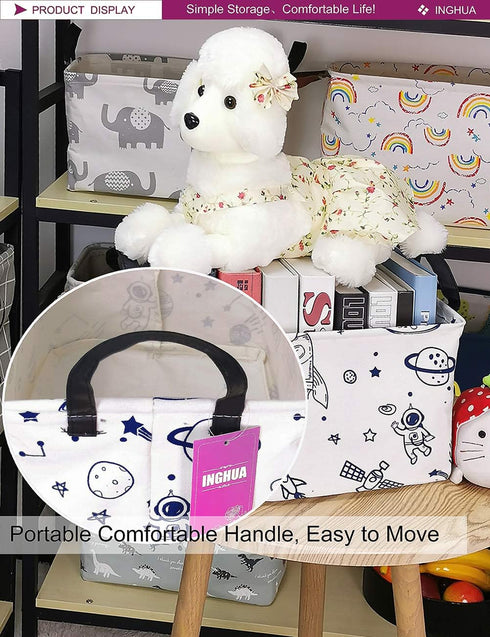 Rectangular Fabric Storage Basket Organizer Bin for Toys, Books, Clothes, Gifts, Pets - Perfect for Home and Office