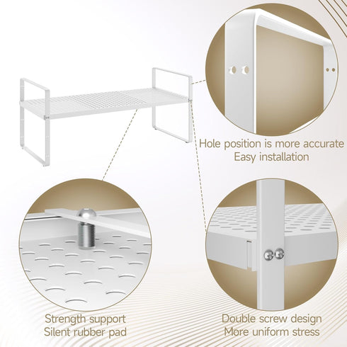 taiheis Organizer,2Pack 8.1" 16.5~27.1" Hole Pattern Expandable Shelf Wide Easy to Assemble Cabinet Organizer Shelf