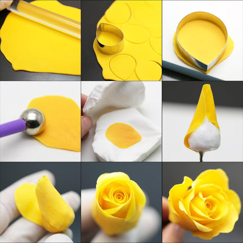 10 pcs Austin Rose Cutter Set, Fondant Decor Kit for Cake Decorating