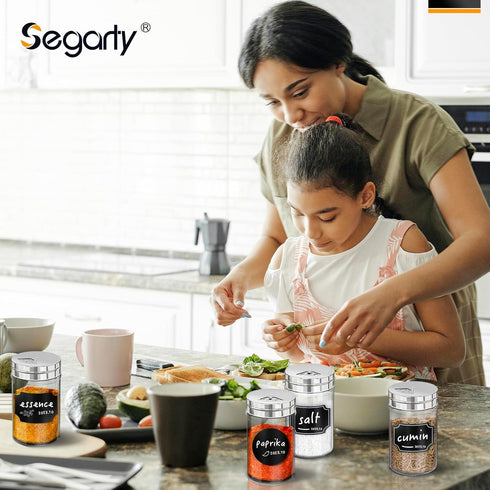 Segarty Glass Spice Jars Set, 6 Pack 3oz with Labels and Chalk Marker, Empty Spice Containers