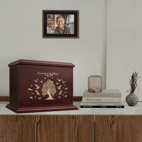 FurrySpace 255 lbs Cremation Urns for Human Ashes, Wooden Urn for Ashes Adult Male Female, Wooden Picture Frame Urns