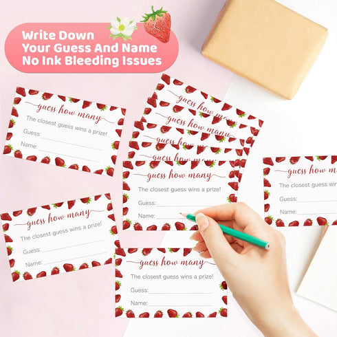 50Pcs Wedding(3.52.1'') Anwyll Guess How Many Game Cards Strawberry Guess How Many Baby Shower Games Cards Sweet