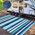 (5x8ft,Stripe/Blue&White) HUGEAR Outdoor Plastic Straw Rug, Waterproof Mat, Washable Large Floor Mat and Rug