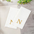 15.8 7.9 Inch 50 Luxenap X Linen-Feel Guest Towels, Lettered Hand Towels - Gold Letter 'N', Sans Serif Font, White