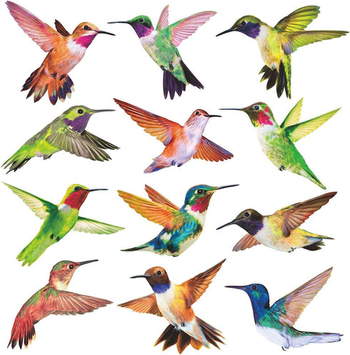 Anti-Collision Window Clings Bird Alert Decals to Prevent Bird Strikes on Glass - Set of 12 Hummingbirds