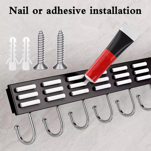 2PCS Kitchen Utensil Racks with 8 Hooks, 17 Inch Multifunctional Hanging Utensil Holders