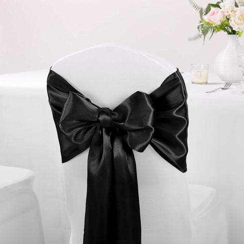 5-Pack Satin Table Runner Black, 12 x 108 inches Long, Table Runners for Wedding, Birthday Parties, Banquets